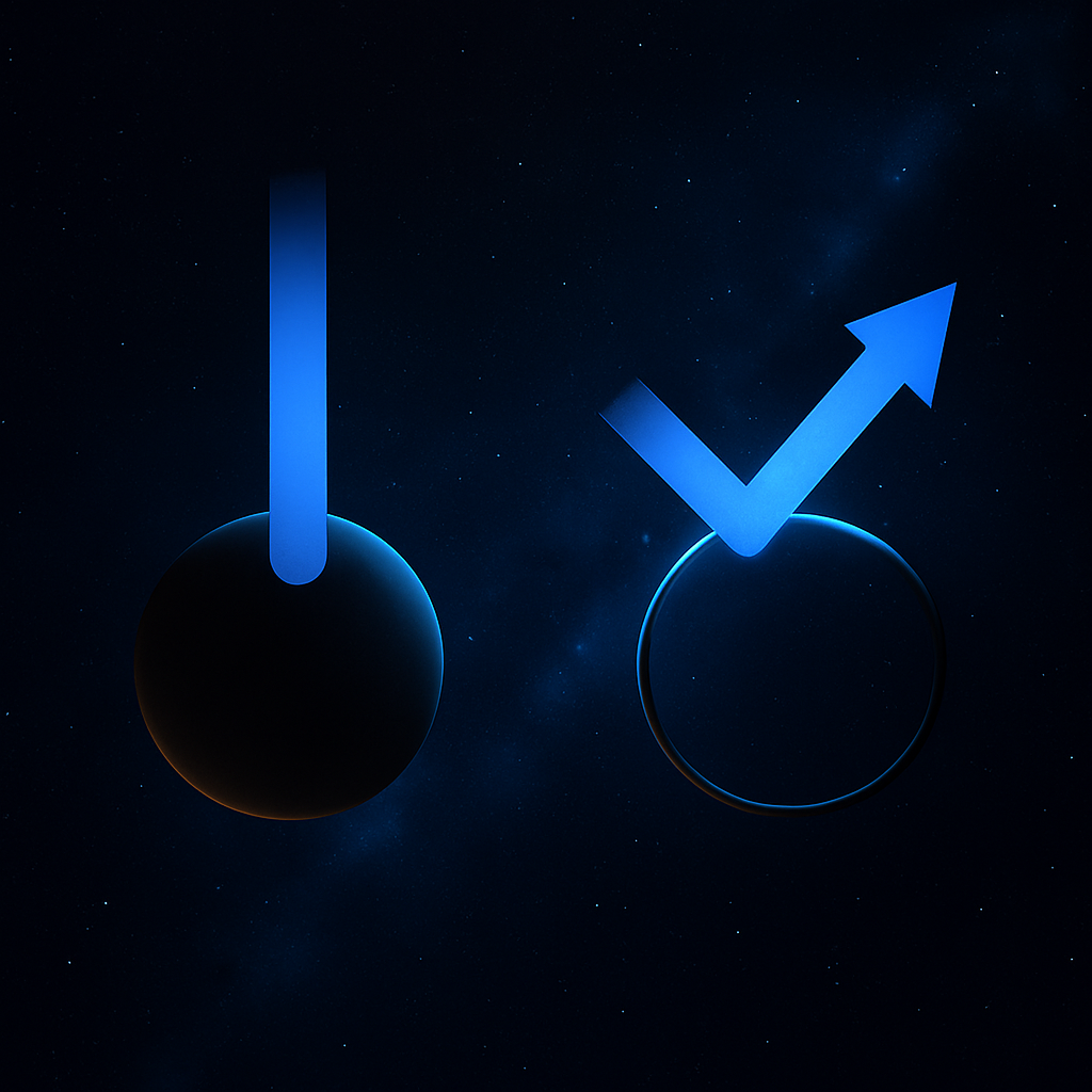 twee manen met groene pijlen