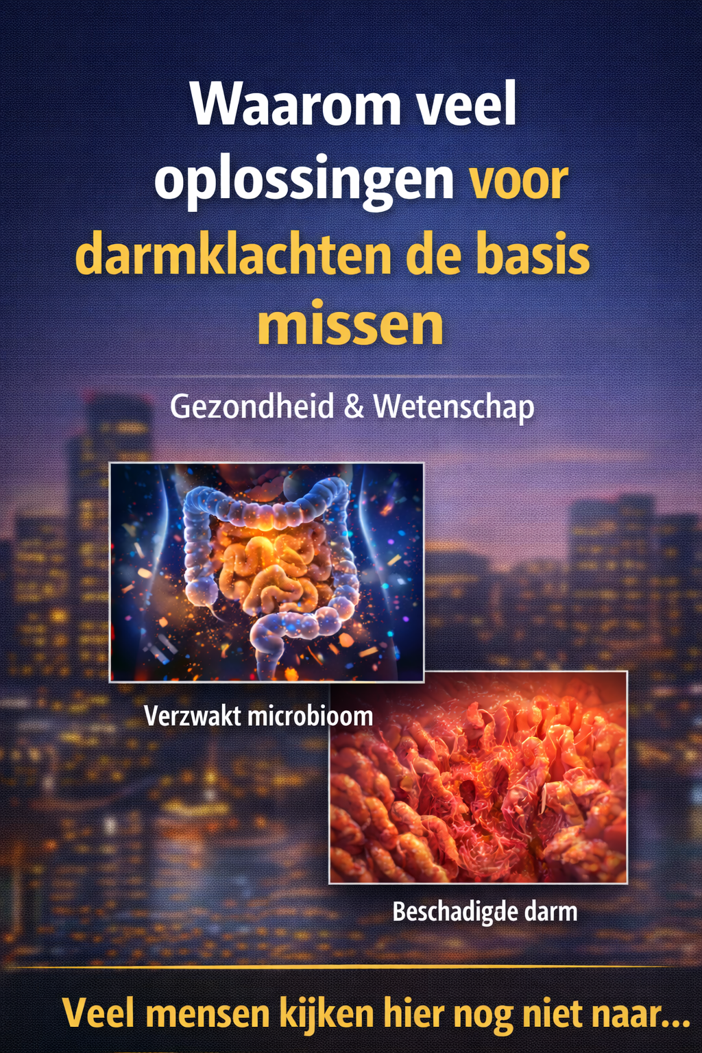 Illustratie van verzwakt microbioom en beschadigde darm – Alina blog over darmklachten, slaap en bioritme voor een betere nachtrust